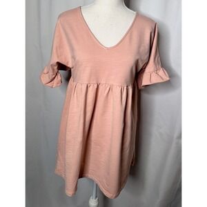 Altar'd State Babydoll Top Size S Stretch Ruffle Peplum V Neck Breathable